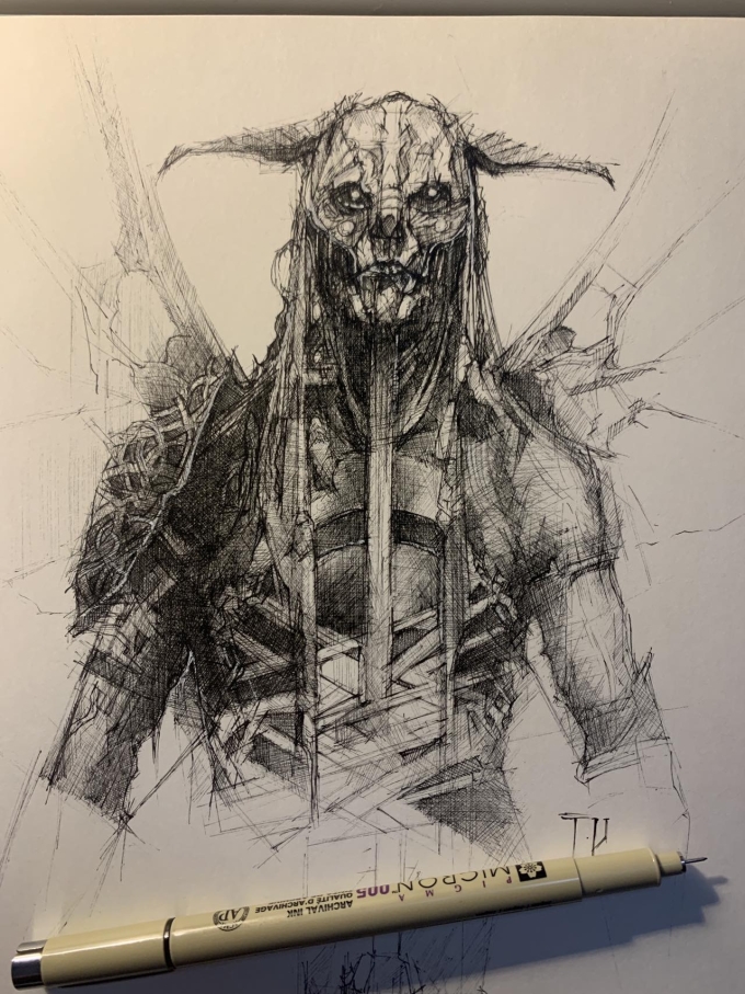 蜕变（手绘）_线描画