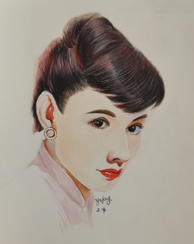 彩铅人物_线描画