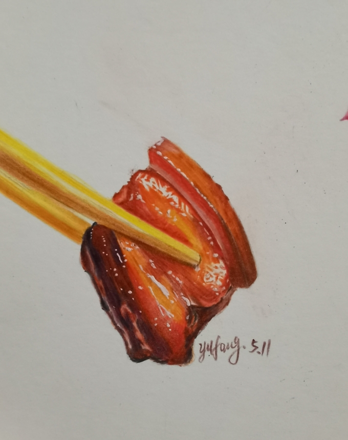 红烧肉_线描画