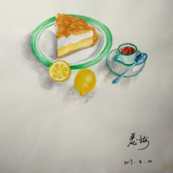 下雨这样过-美美哒点心_线描画